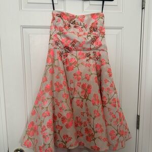 Karen Millen Pink and Cream Floral Dress with Beaded details
